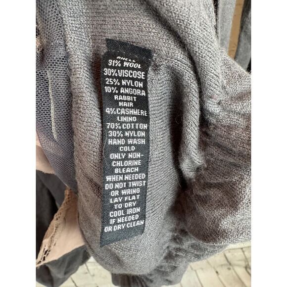 KNITTED & KNOTTED gray purple wool blend knit lace V-neck sweater cardigan 8 - Picture 12 of 12